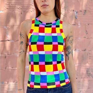 NWT Nooworks racerback tank candy weave print medium